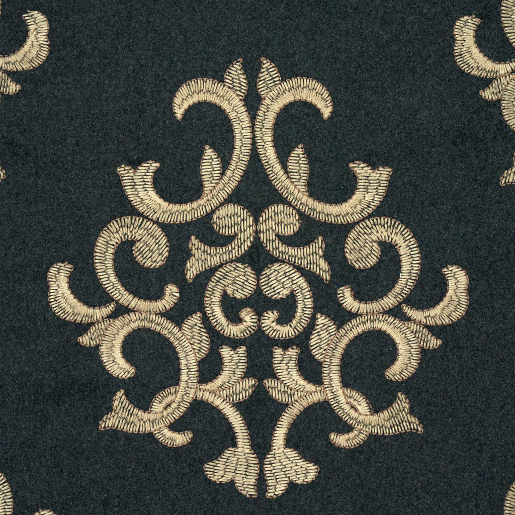Schumacher Byron Embroidered Wool Charcoal Fabric