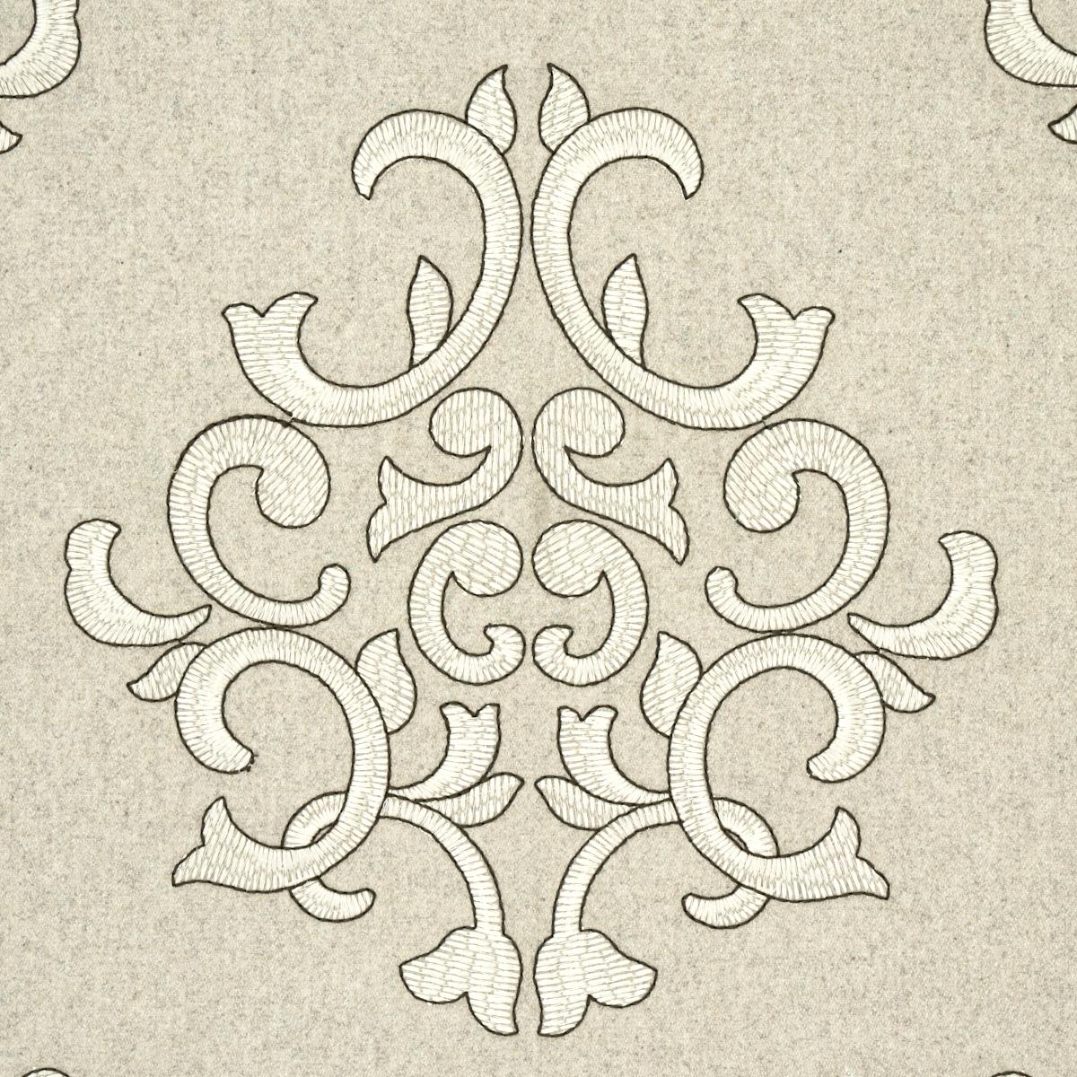 Schumacher Byron Embroidered Wool Oat Fabric