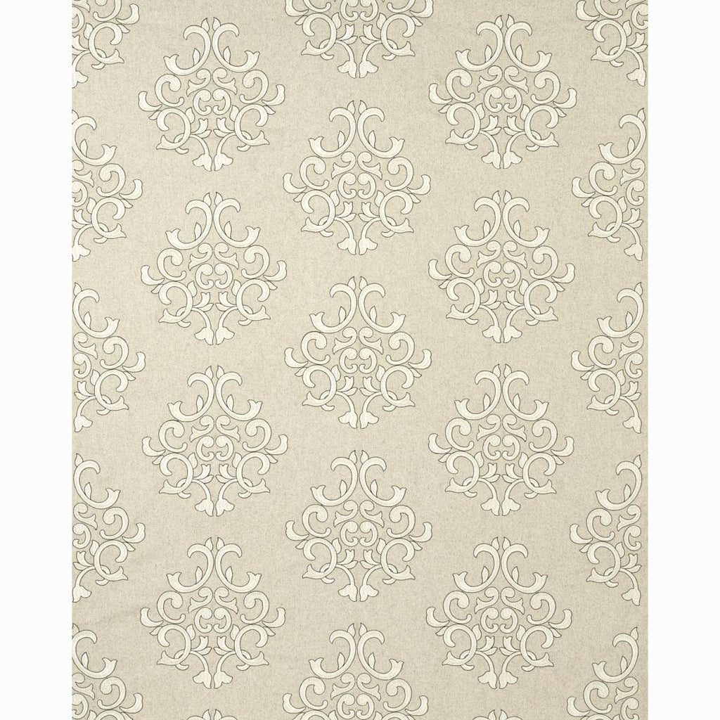 Schumacher Byron Embroidered Wool Oat Fabric