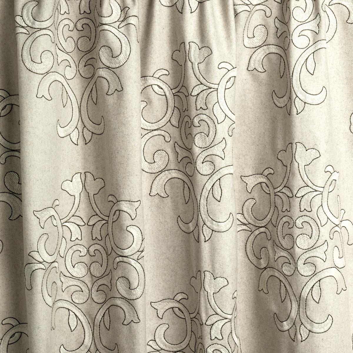 Schumacher Byron Embroidered Wool Oat Fabric