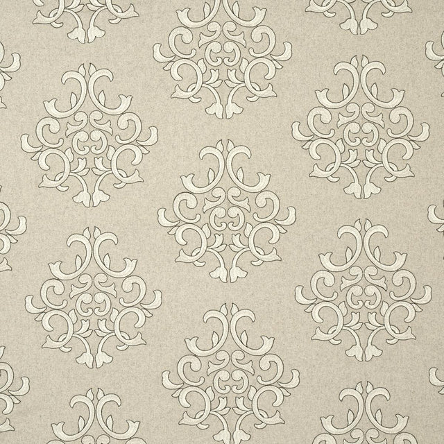 Schumacher Byron Embroidered Wool Oat Fabric
