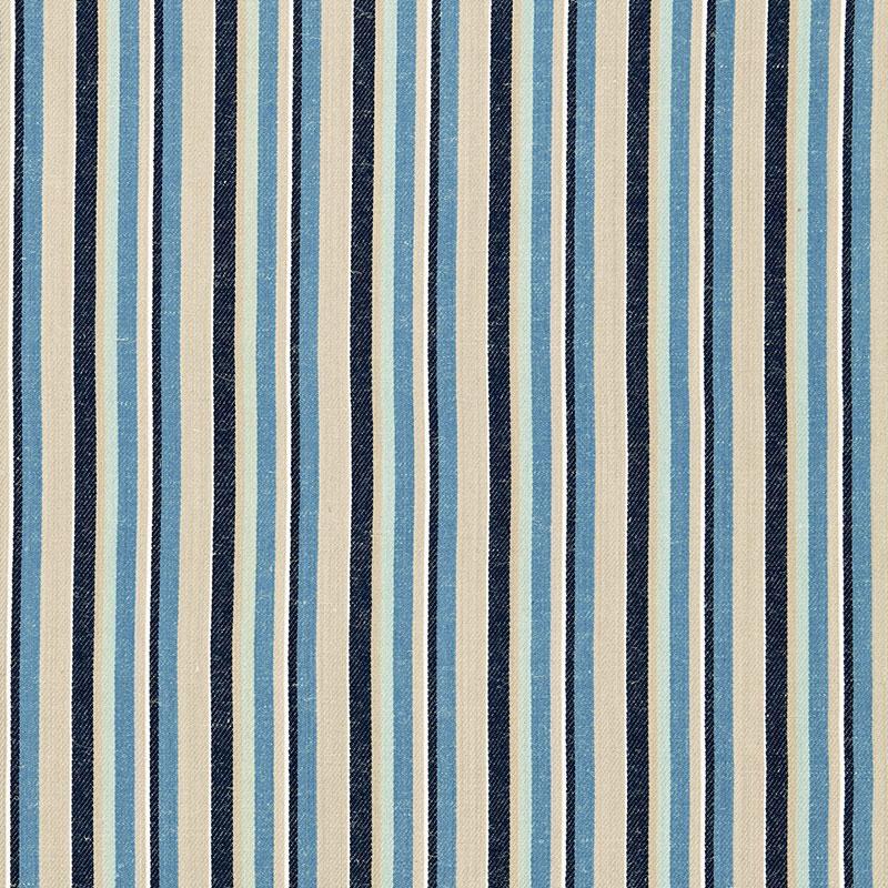 Schumacher Kiawah Stripe Indigo Fabric