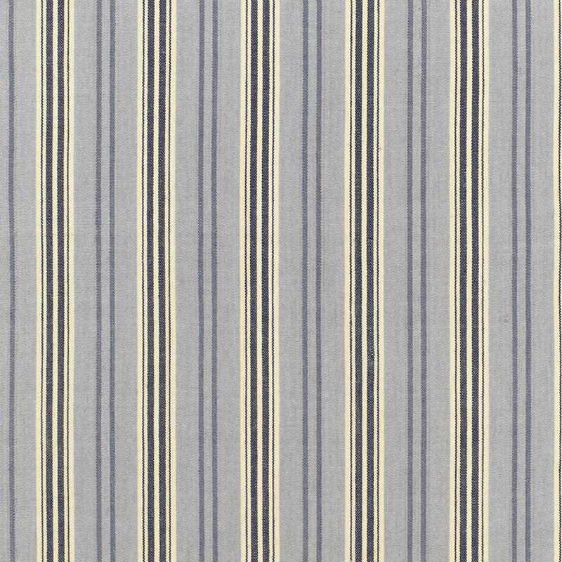 Schumacher Loire Jute Stripe Bleu Fabric