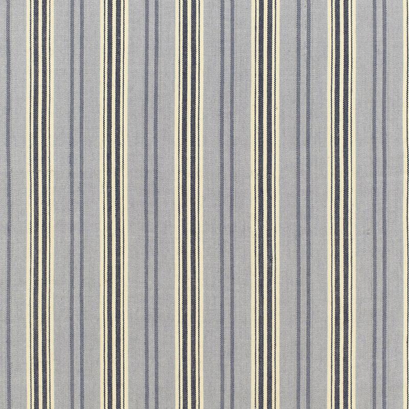 Schumacher Loire Jute Stripe Bleu Fabric