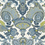 Schumacher Mataura Linen Print Aegean Fabric