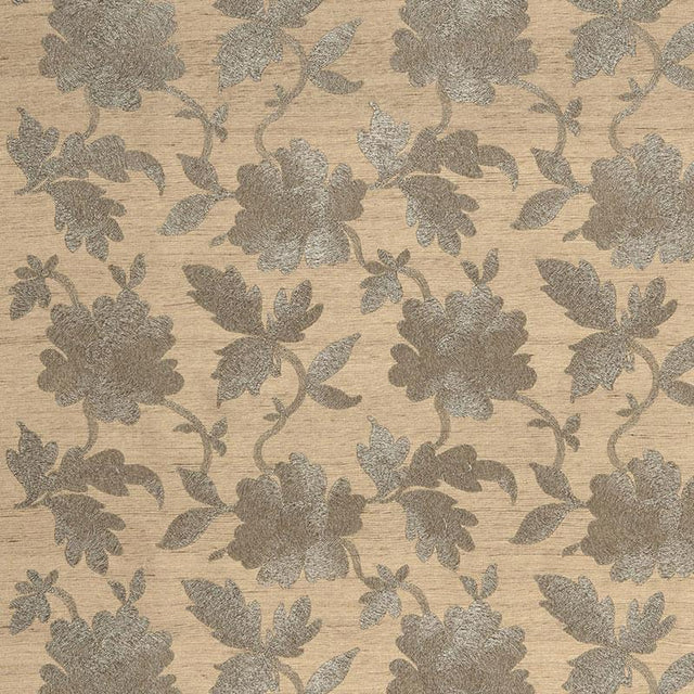 Schumacher Moon Garden Embroidery Pewter Fabric