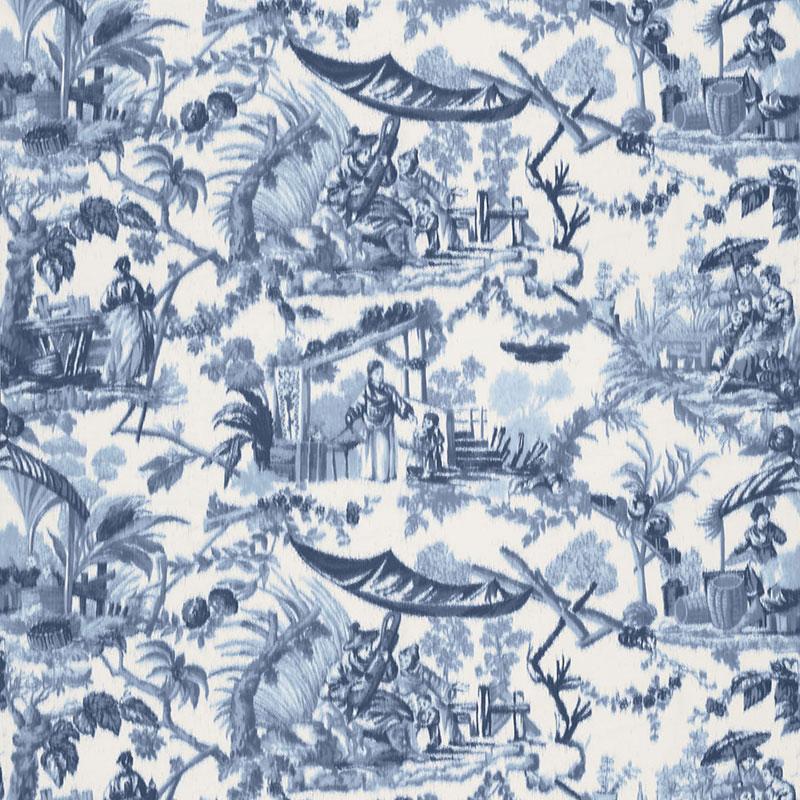 Schumacher Pavillon Chinois Lapis Fabric