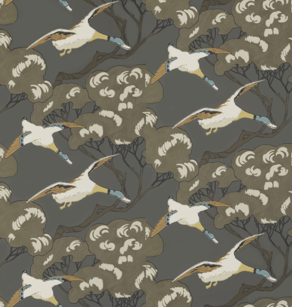 Mulberry FLYING DUCKS CHARCOAL Wallpaper