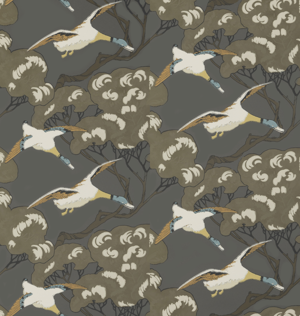 Mulberry FLYING DUCKS CHARCOAL Wallpaper