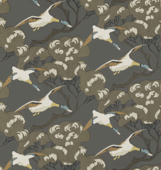 Mulberry FLYING DUCKS CHARCOAL Wallpaper
