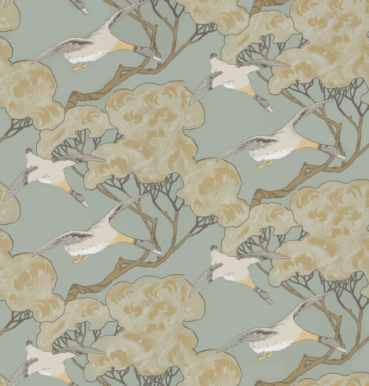 Mulberry FLYING DUCKS SLATE BLUE Wallpaper