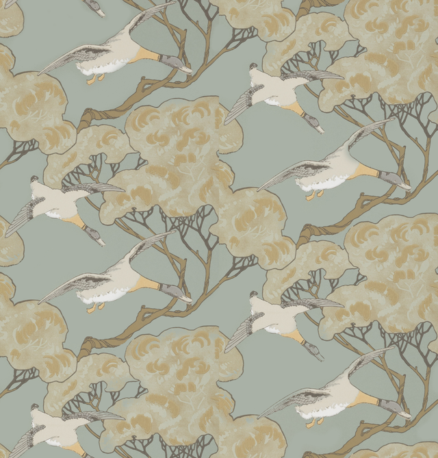 Mulberry FLYING DUCKS SLATE BLUE Wallpaper