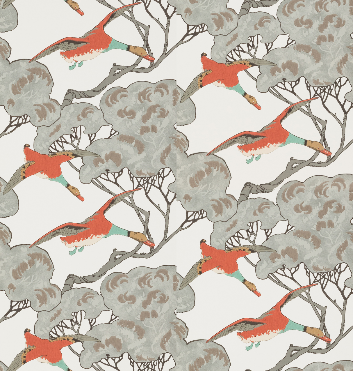 Mulberry FLYING DUCKS CORAL/CLAY Wallpaper