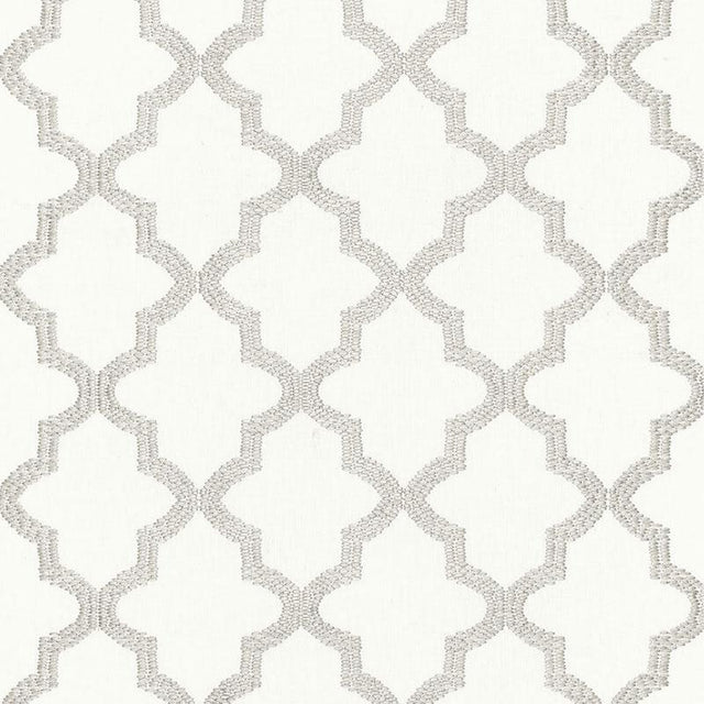 Schumacher Tangier Embroidery Silver Fabric