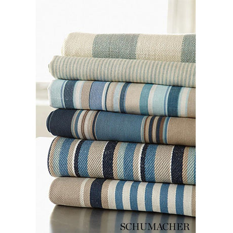 Schumacher Tybee Stripe Ocean Fabric