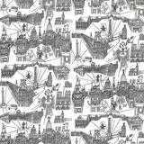 Schumacher Views Of Paris Black On White Fabric