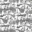 Schumacher Views Of Paris Black On White Fabric