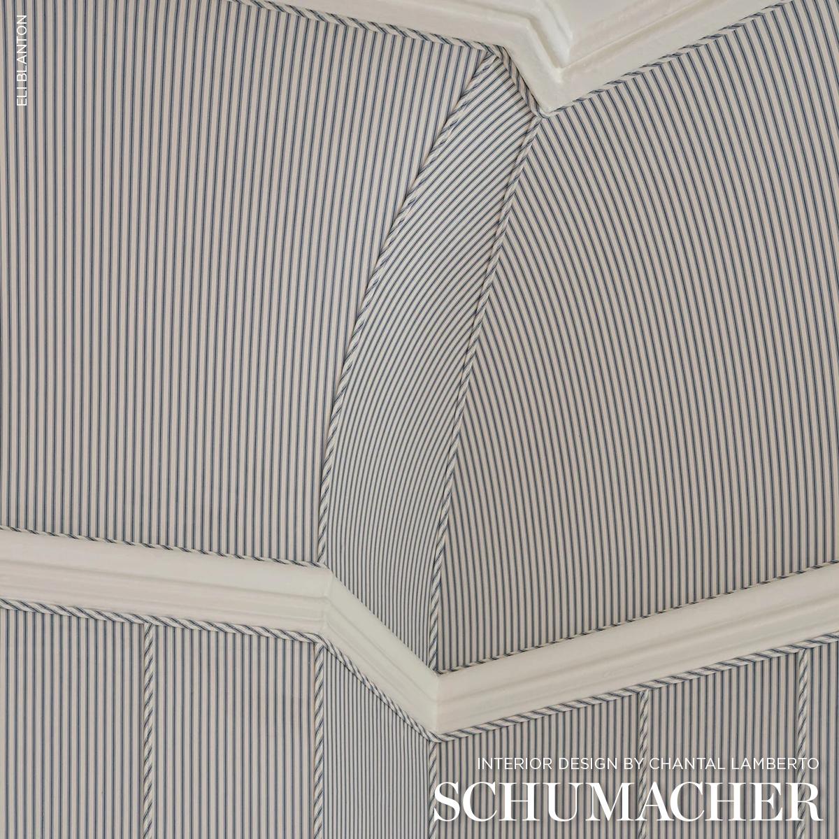 Schumacher Wellfleet Ticking Stripe Ocean Fabric