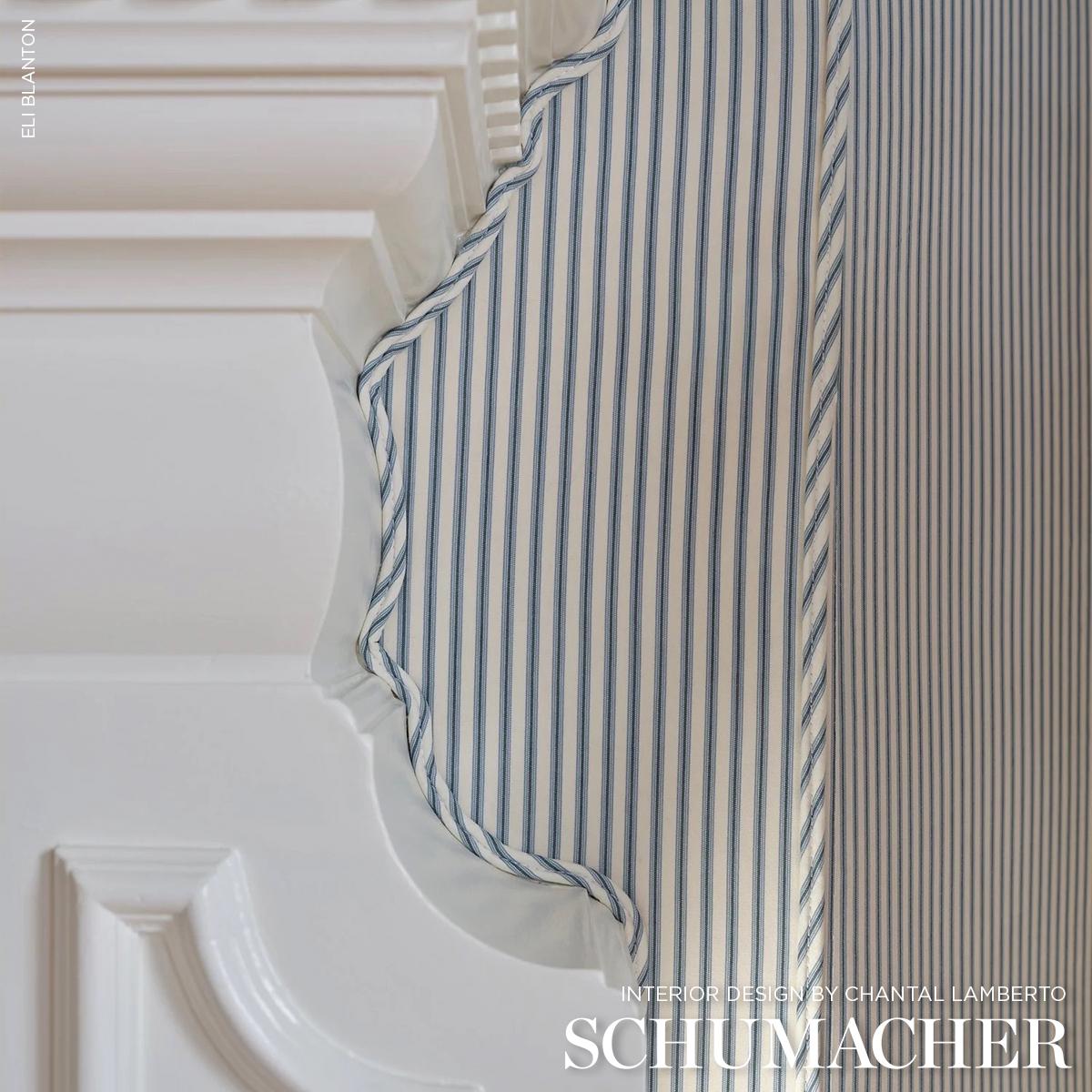 Schumacher Wellfleet Ticking Stripe Ocean Fabric