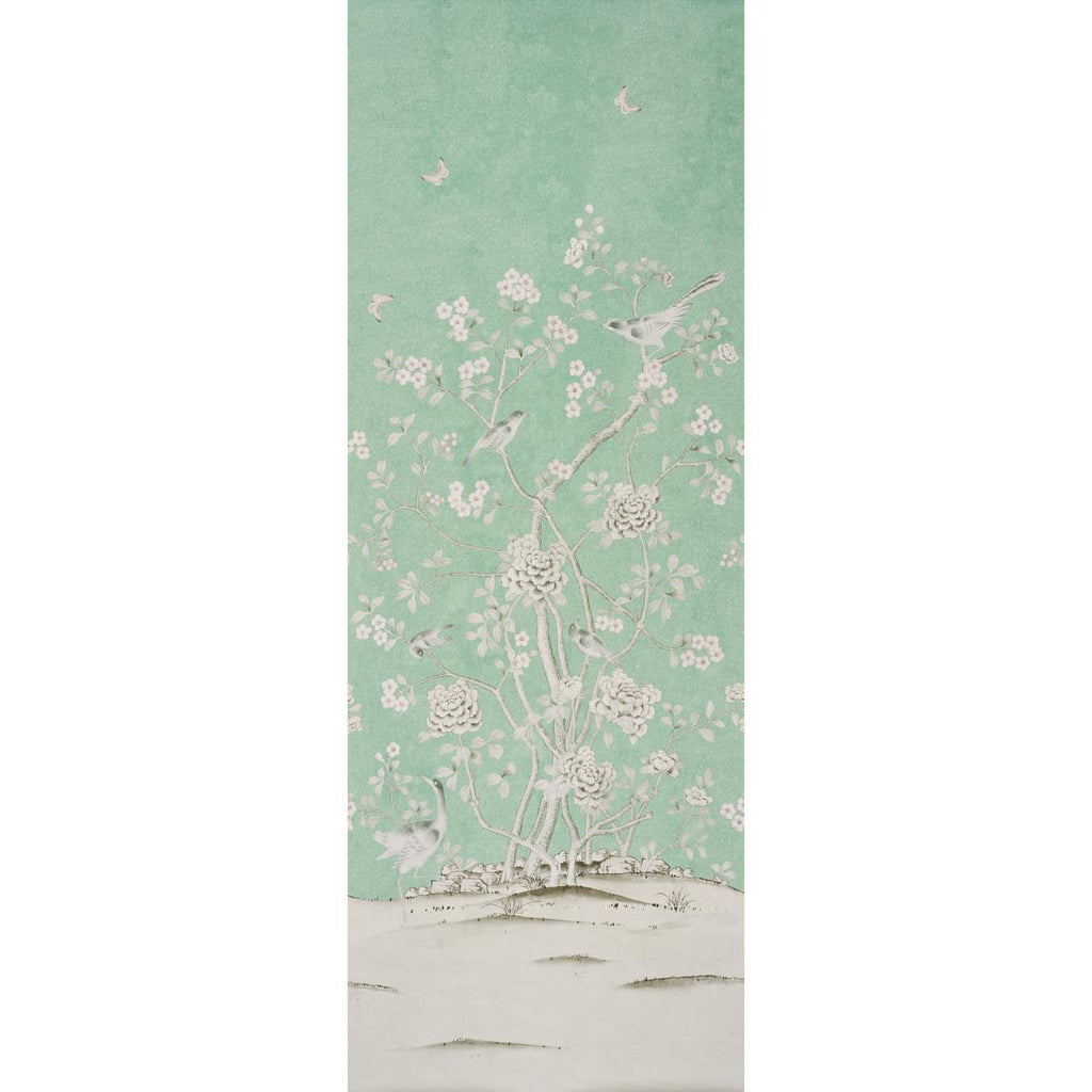 Schumacher Chinois Palais Panel Aquamarine Wallpaper