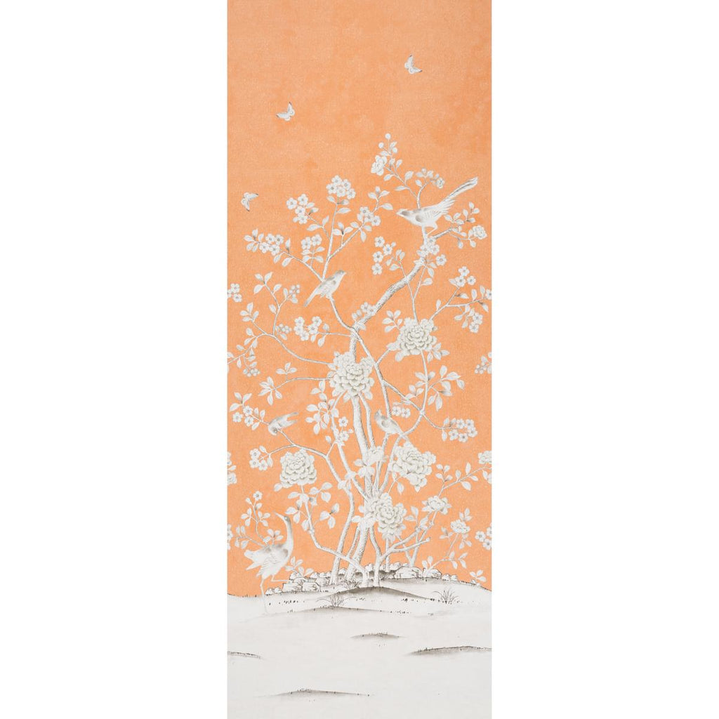 Schumacher Chinois Palais Panel Tangerine Wallpaper