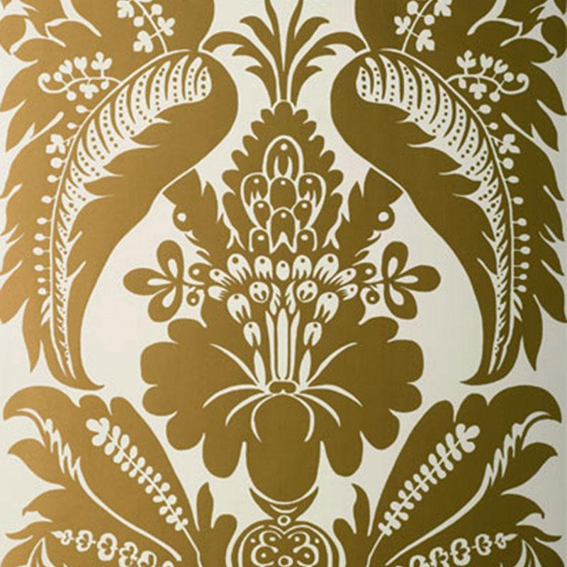 Schumacher Montebello Damask Slate Wallpaper