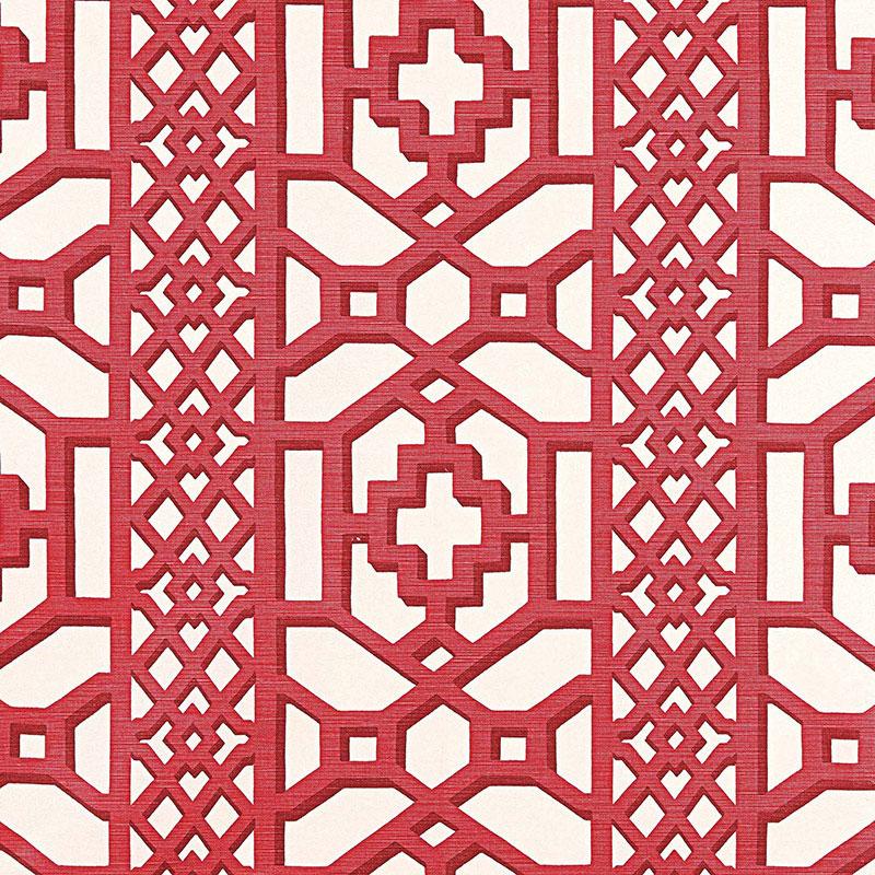 Schumacher Zanzibar Trellis Chintz Lacquer Fabric