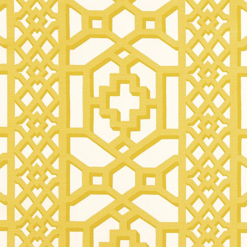 Schumacher Zanzibar Trellis Matte Canary Fabric