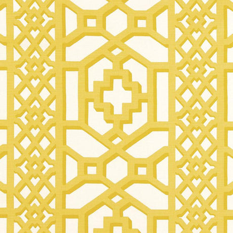 Schumacher Zanzibar Trellis Matte Canary Fabric