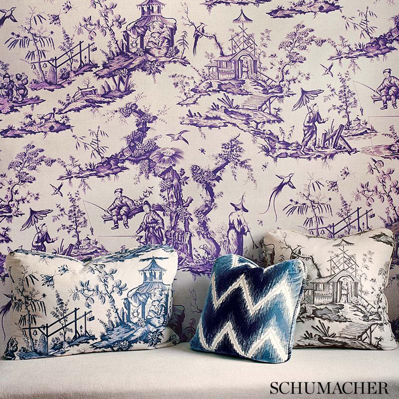 Schumacher Shengyou Toile Iris Fabric