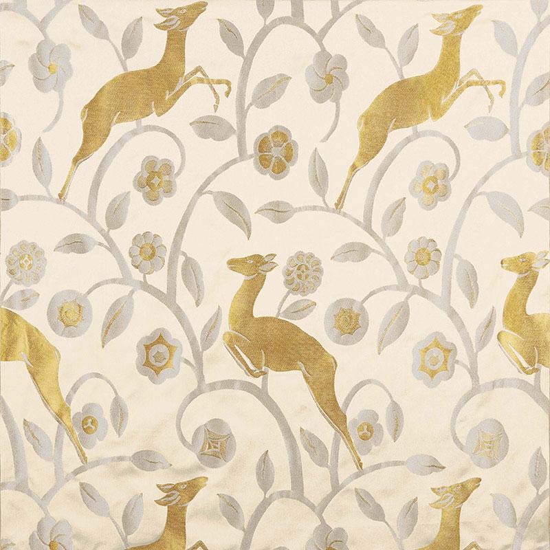 Schumacher Les Gazelles Au Bois Ecru Fabric