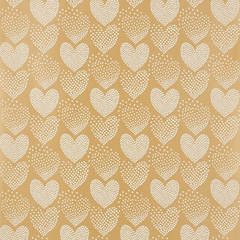 Schumacher Heart Of Hearts Ivory & Gold Wallpaper