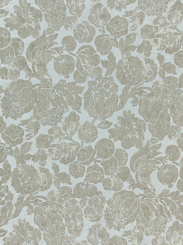 Scalamandre Elsa Linen Print Silver On Skylight Fabric