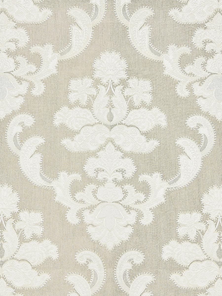 Scalamandre Cornelia Damask Embroidery Flax Fabric