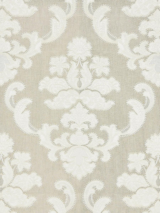 Scalamandre Cornelia Damask Embroidery Flax Fabric