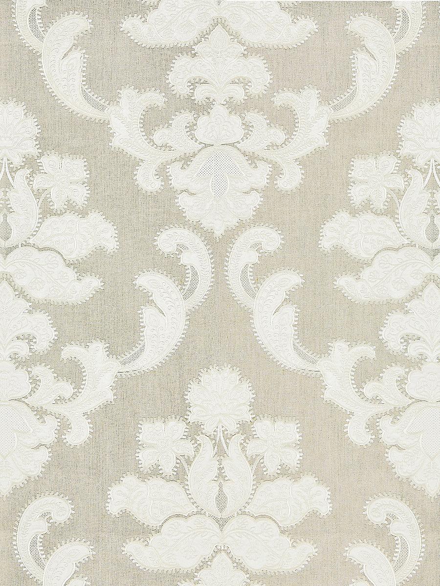 Scalamandre Cornelia Damask Embroidery Flax Fabric