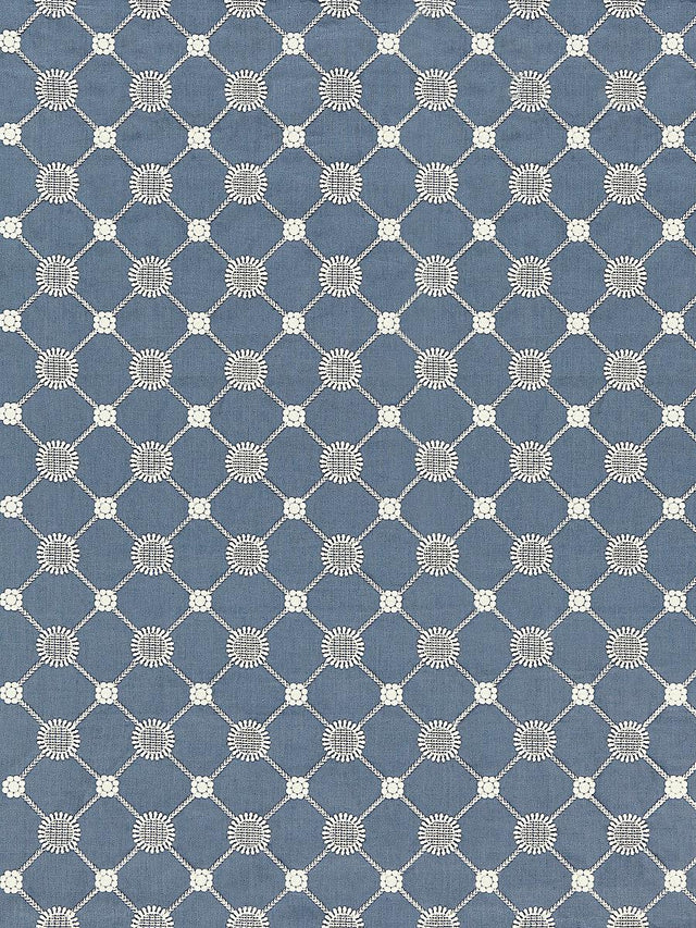 Scalamandre Gustavian Diamond Copenhagen Blue Fabric