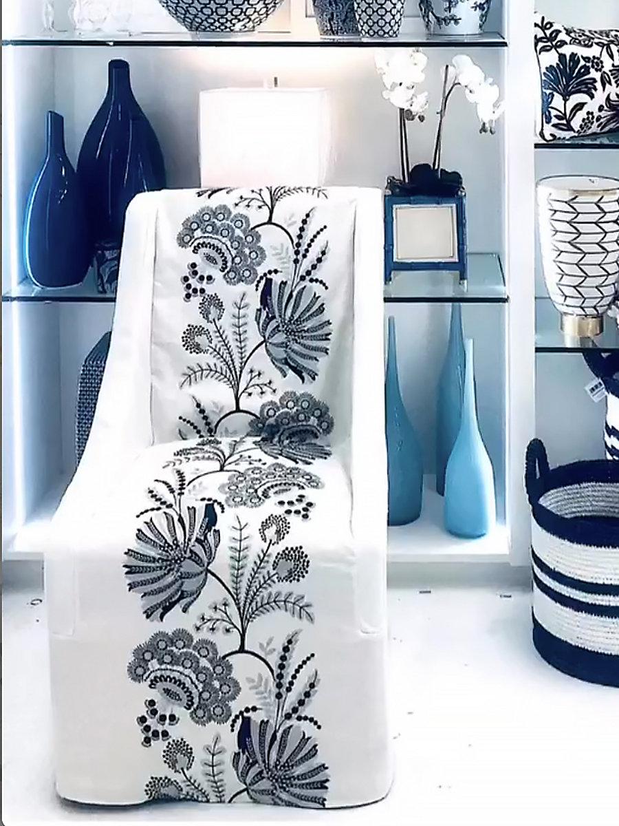 Scalamandre Annelise Embroidery Porcelain Fabric