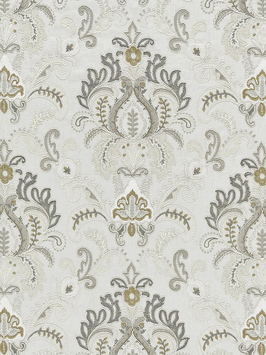 Scalamandre Ava Damask Embroidery Mineral Fabric