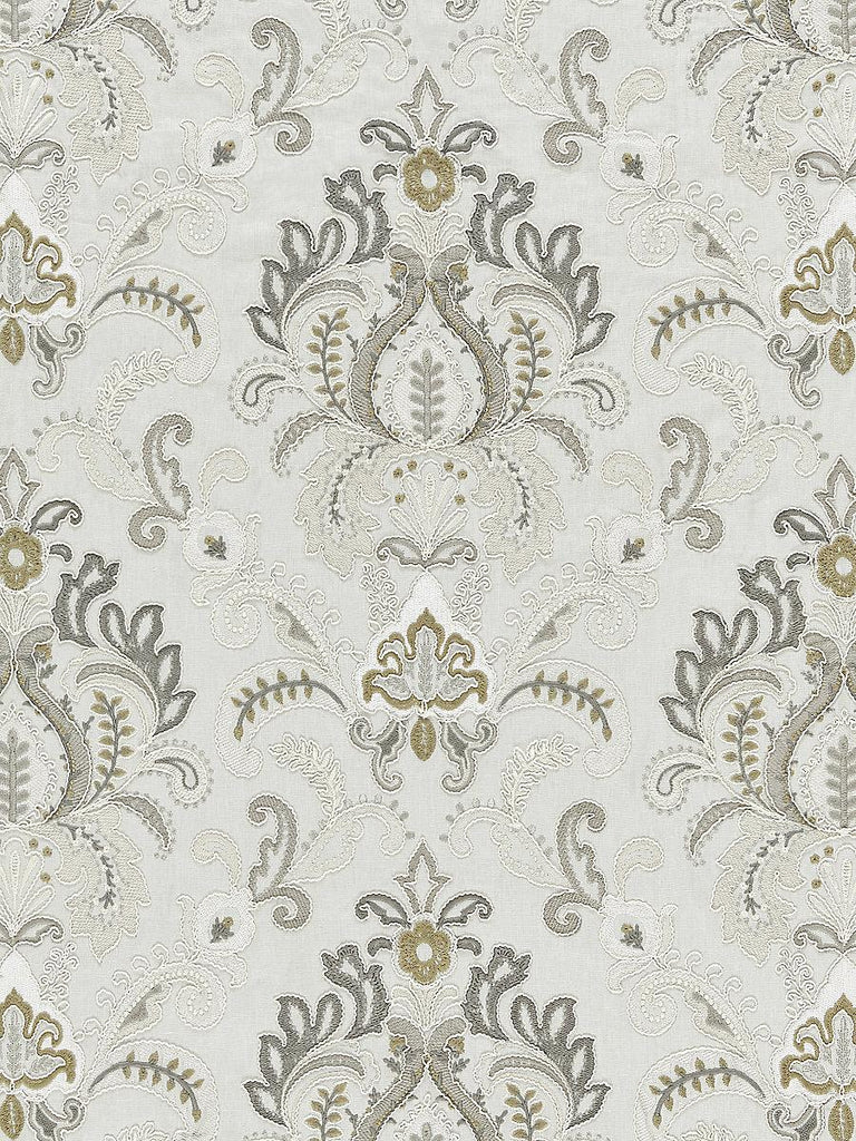 Scalamandre AVA DAMASK EMBROIDERY MINERAL Fabric