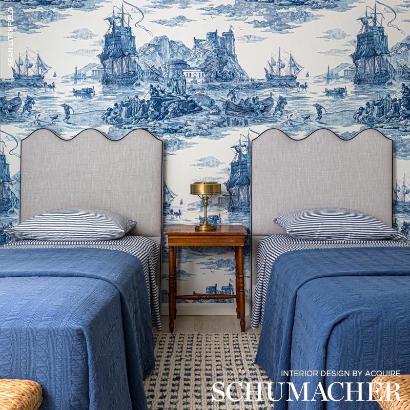 Schumacher Marine Toile Indigo Fabric