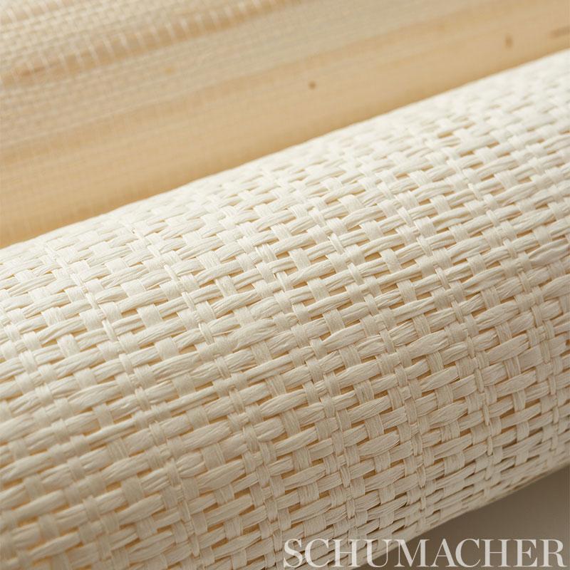 Schumacher Banded Grasscloth Cream Wallpaper