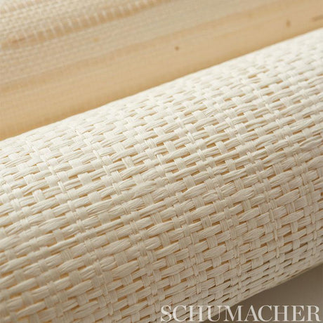 Schumacher Banded Grasscloth Cream Wallpaper