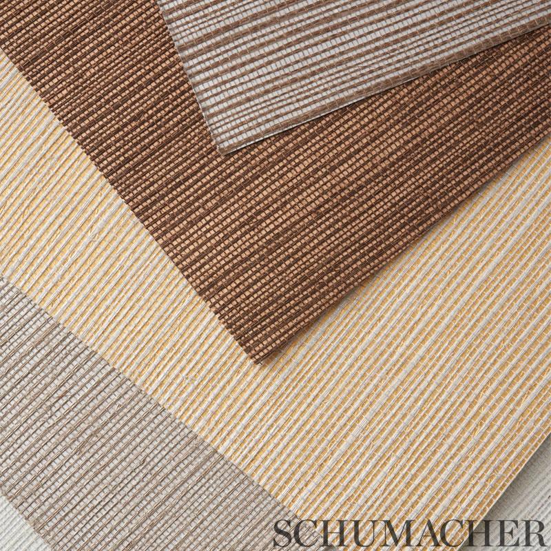 Schumacher Hemp Shimmer Cocoa Shimmer Wallpaper