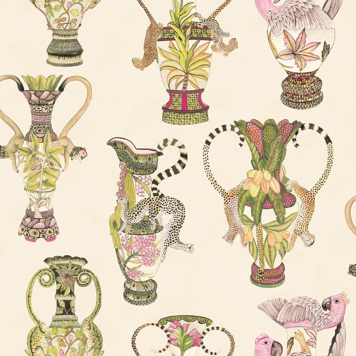 Cole & Son KHULU VASES CREAM & MULTI Wallpaper