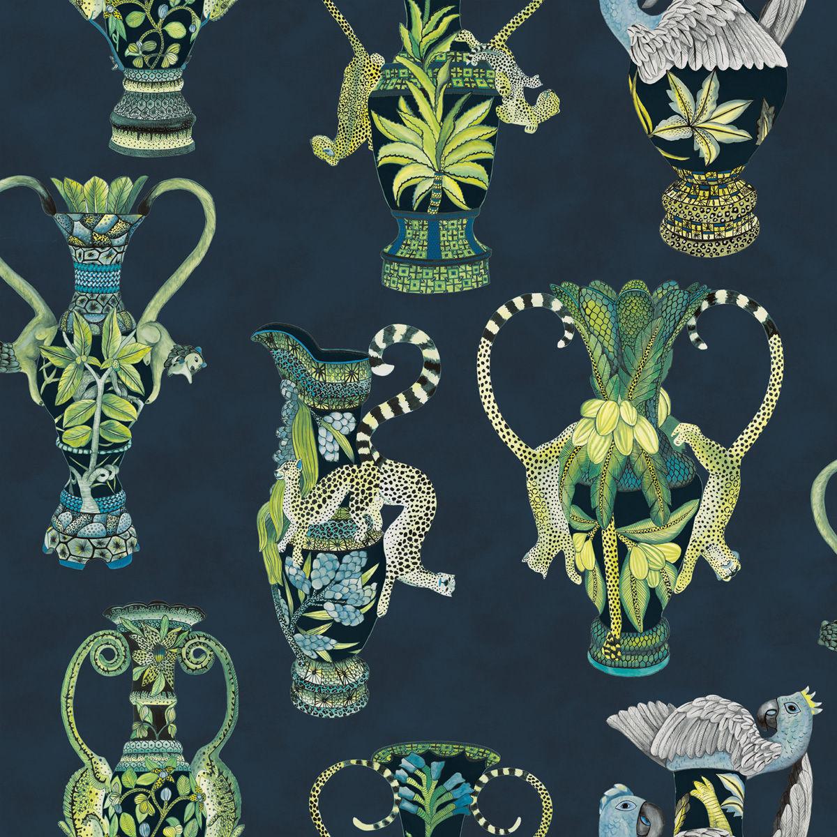 Cole & Son KHULU VASES MIDNIGHT Wallpaper