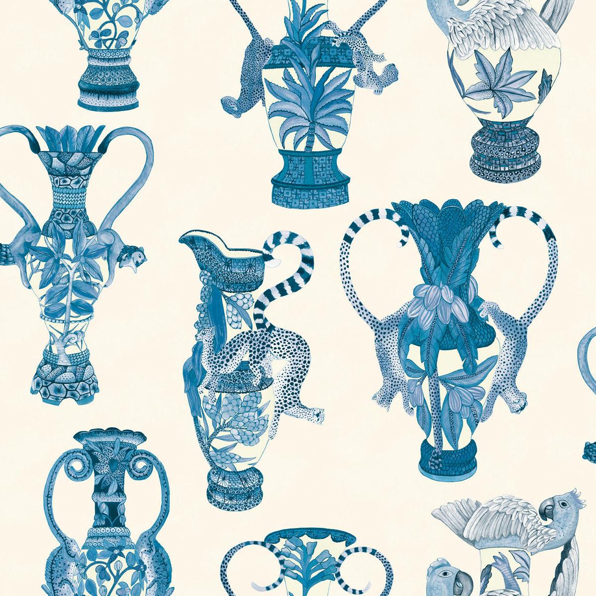 Cole & Son KHULU VASES BLUE & WHITE Wallpaper