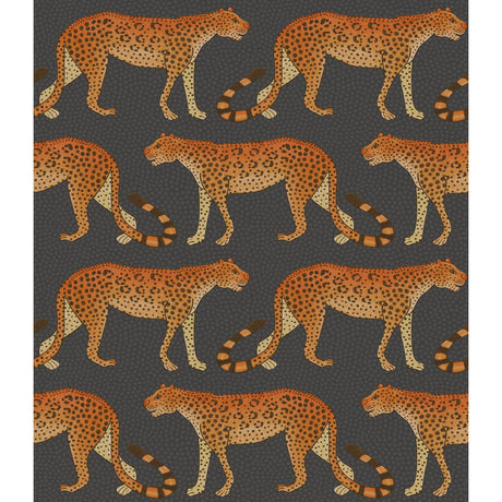 Cole & Son LEOPARD WALK CHARCOAL & ORANGE Wallpaper