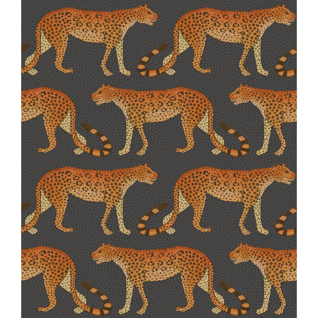 Cole & Son Leopard Walk Charcoal & Orange Wallpaper