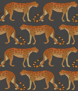 Cole & Son LEOPARD WALK CHARCOAL & ORANGE Wallpaper